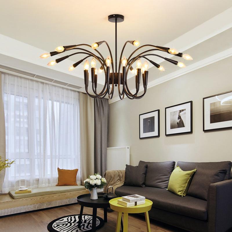 Abstract Metal Chandelier Lighting Modernist Multi Lights Black - Rebooters