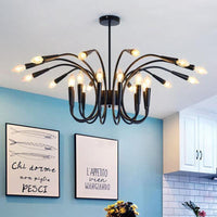 Abstract Metal Chandelier Lighting Modernist Multi Lights Black - Rebooters