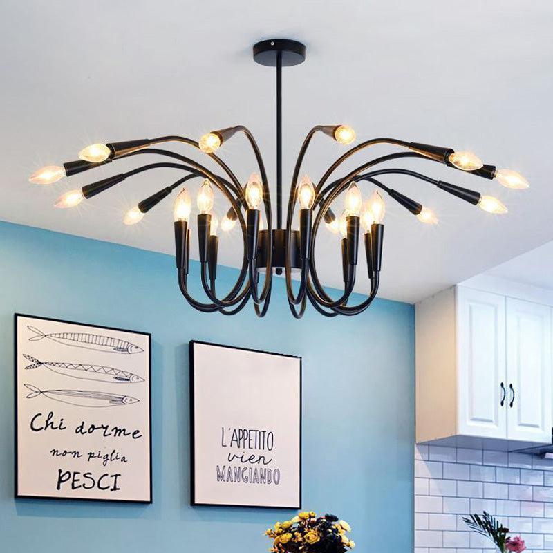 Abstract Metal Chandelier Lighting Modernist Multi Lights Black - Rebooters