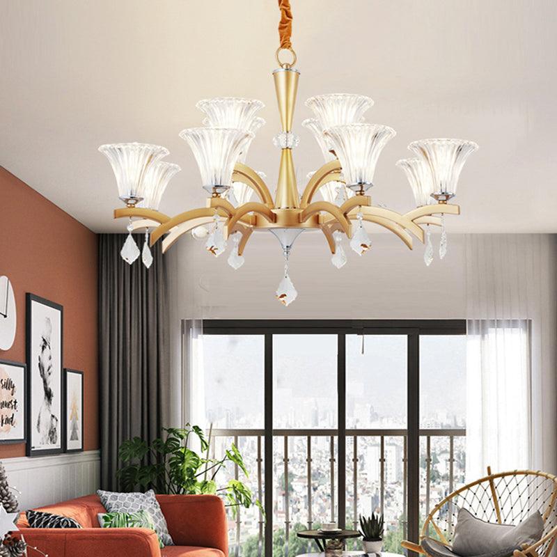 6/8 Bulbs Gold Chandelier Pendant Light Modern Bell Shade - Rebooters