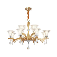 6/8 Bulbs Gold Chandelier Pendant Light Modern Bell Shade - Rebooters