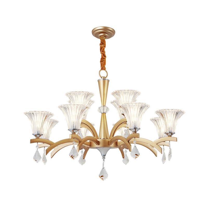 6/8 Bulbs Gold Chandelier Pendant Light Modern Bell Shade - Rebooters