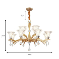 6/8 Bulbs Gold Chandelier Pendant Light Modern Bell Shade - Rebooters