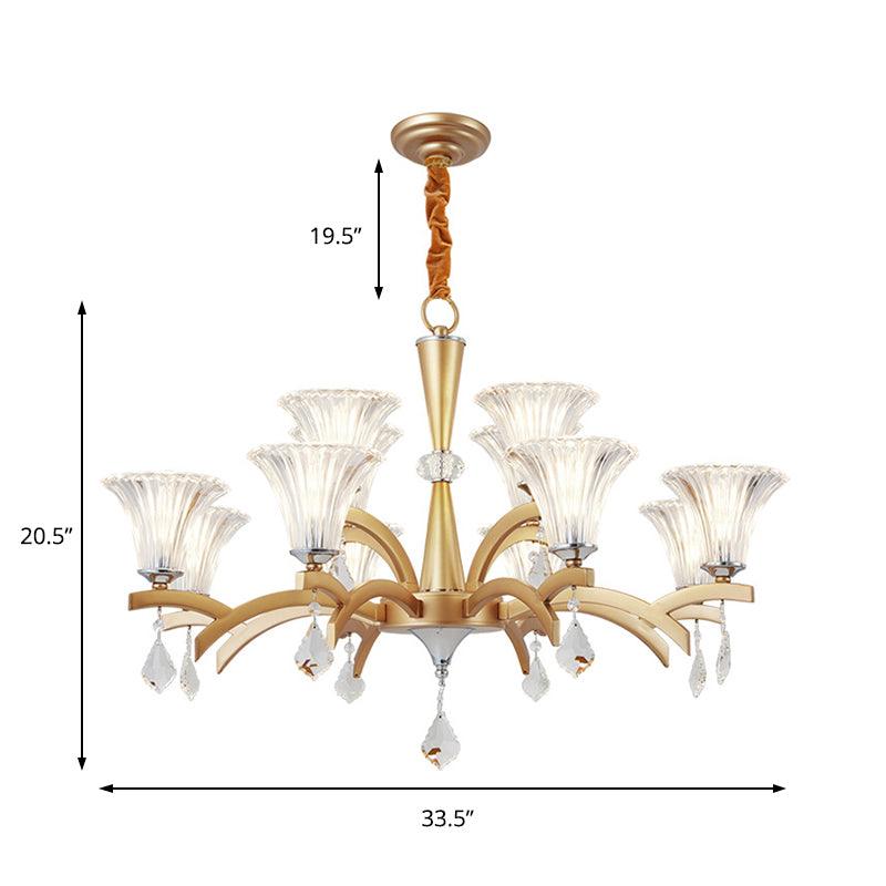 6/8 Bulbs Gold Chandelier Pendant Light Modern Bell Shade - Rebooters