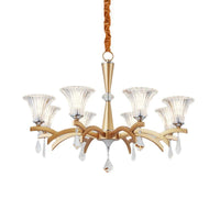 6/8 Bulbs Gold Chandelier Pendant Light Modern Bell Shade - Rebooters