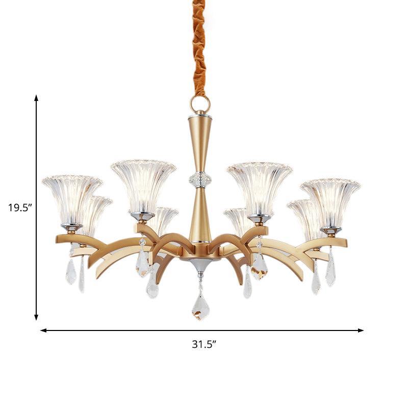 6/8 Bulbs Gold Chandelier Pendant Light Modern Bell Shade - Rebooters
