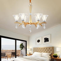 6/8 Bulbs Gold Chandelier Pendant Light Modern Bell Shade - Rebooters