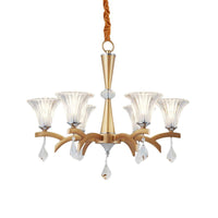 6/8 Bulbs Gold Chandelier Pendant Light Modern Bell Shade - Rebooters