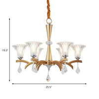 6/8 Bulbs Gold Chandelier Pendant Light Modern Bell Shade - Rebooters