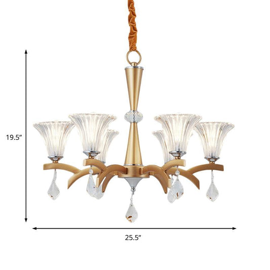 6/8 Bulbs Gold Chandelier Pendant Light Modern Bell Shade - Rebooters