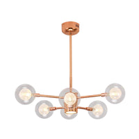 Bedroom Stacked Suspension Light with Orb Shade Rose Gold Chandelier - Rebooters
