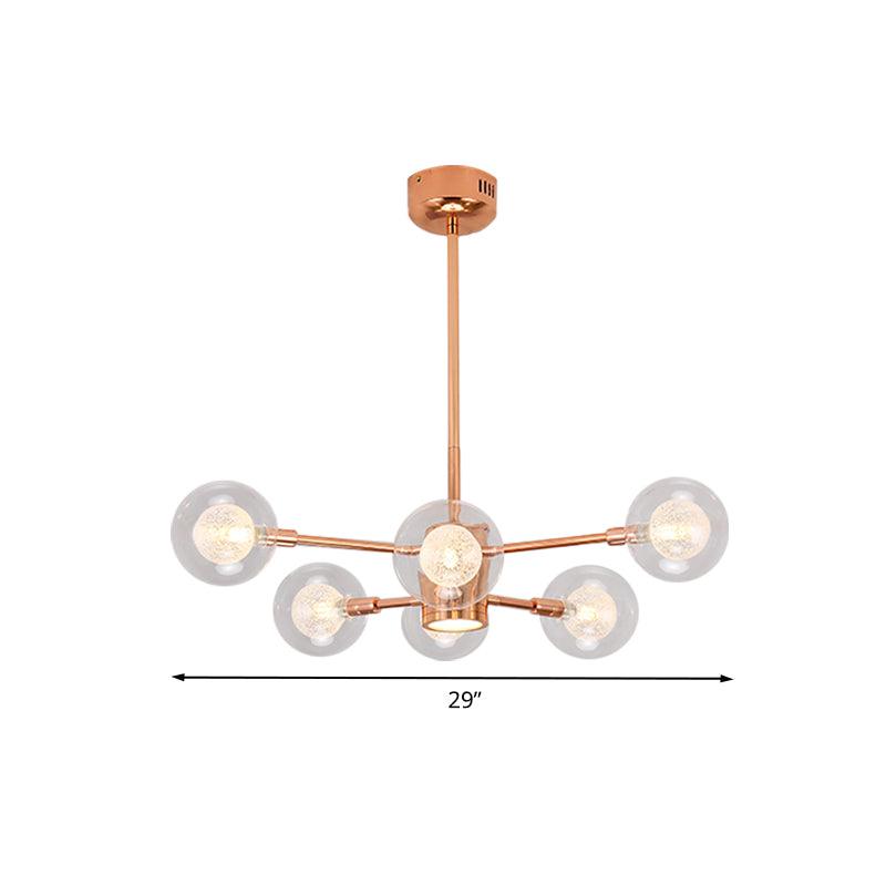 Bedroom Stacked Suspension Light with Orb Shade Rose Gold Chandelier - Rebooters
