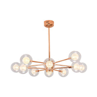 Bedroom Stacked Suspension Light with Orb Shade Rose Gold Chandelier - Rebooters