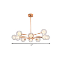 Bedroom Stacked Suspension Light with Orb Shade Rose Gold Chandelier - Rebooters