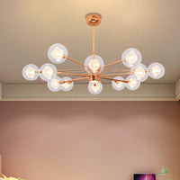 Bedroom Stacked Suspension Light with Orb Shade Rose Gold Chandelier - Rebooters