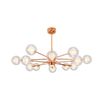 Bedroom Stacked Suspension Light with Orb Shade Rose Gold Chandelier - Rebooters