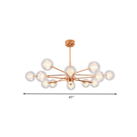 Bedroom Stacked Suspension Light with Orb Shade Rose Gold Chandelier - Rebooters