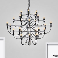 Layered Chandelier Lighting Modernist Style Metallic 18/30 Lights Dining Room Ceiling Lamp in Chrome - Rebooters