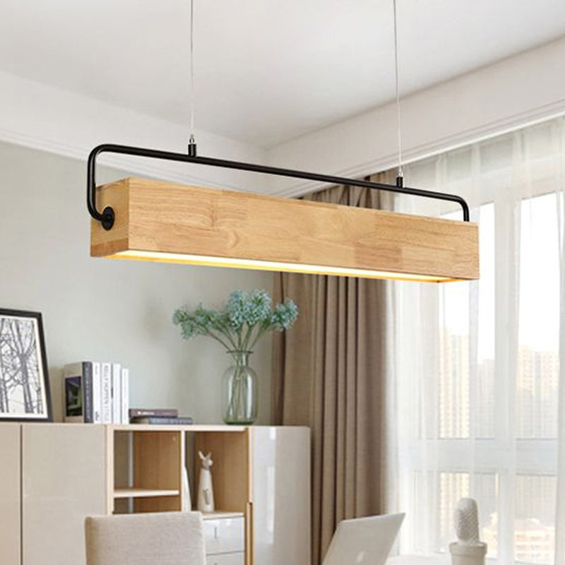 28"/35.5" Wide Modern Rectangular Wood Chandelier Light - Rebooters