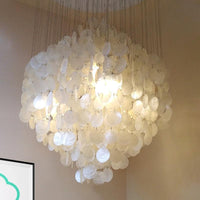 Wind Chime Chandelier Pendant Light Nordic Shell 4 Lights White - Rebooters