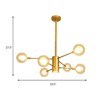 6/8 Lights Living Room Chandelier Lamp with Ball Clear Glass Shade - Rebooters