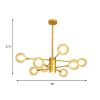 6/8 Lights Living Room Chandelier Lamp with Ball Clear Glass Shade - Rebooters