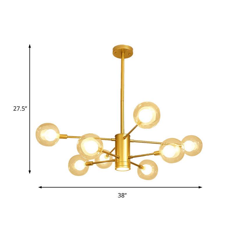 6/8 Lights Living Room Chandelier Lamp with Ball Clear Glass Shade - Rebooters