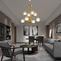 2-Tier Ball Clear Glass Chandelier with Radial Design - Rebooters