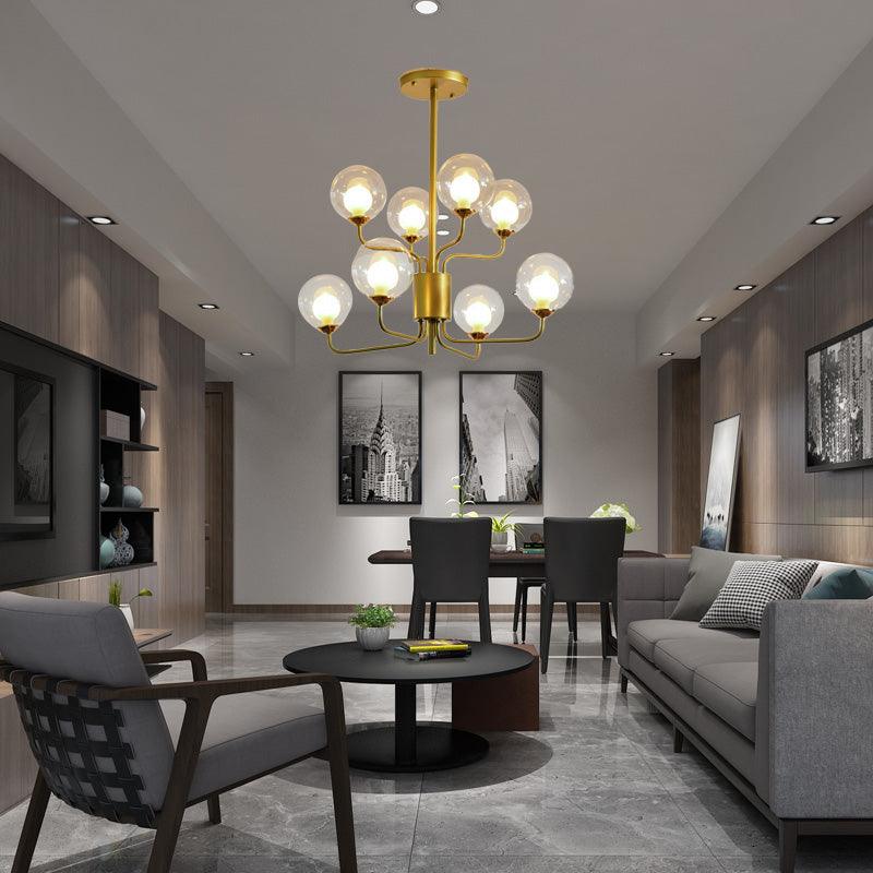 2-Tier Ball Clear Glass Chandelier with Radial Design - Rebooters