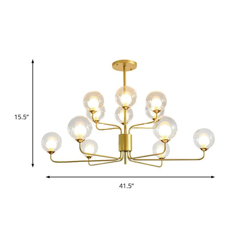 2-Tier Ball Clear Glass Chandelier with Radial Design - Rebooters