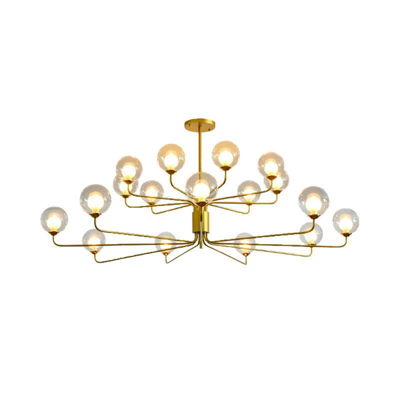 2-Tier Ball Clear Glass Chandelier with Radial Design - Rebooters