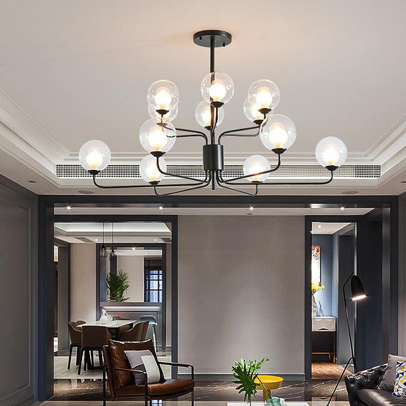 2-Tier Ball Clear Glass Chandelier with Radial Design - Rebooters