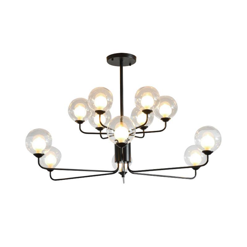 2-Tier Ball Clear Glass Chandelier with Radial Design - Rebooters