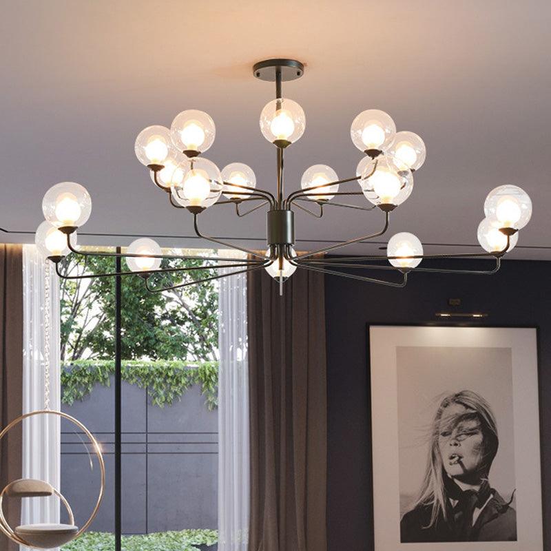 2-Tier Ball Clear Glass Chandelier with Radial Design - Rebooters