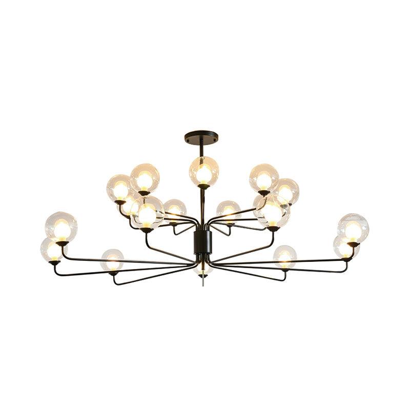 2-Tier Ball Clear Glass Chandelier with Radial Design - Rebooters