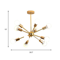 26"/38.5" Wide Metal Starburst Chandelier Light Gold Lamp - Rebooters