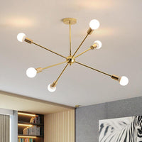 26"/38.5" Wide Metal Starburst Chandelier Light Gold Lamp - Rebooters