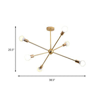26"/38.5" Wide Metal Starburst Chandelier Light Gold Lamp - Rebooters