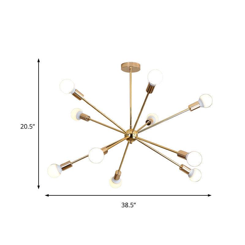 26"/38.5" Wide Metal Starburst Chandelier Light Gold Lamp - Rebooters