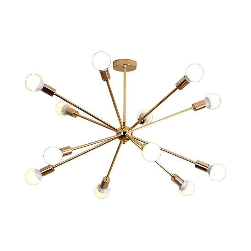 26"/38.5" Wide Metal Starburst Chandelier Light Gold Lamp - Rebooters