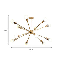 26"/38.5" Wide Metal Starburst Chandelier Light Gold Lamp - Rebooters