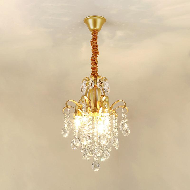 3/6 Heads Crystal Chandelier Lighting Modernist Style Ceiling Pendant Light in Black Gold - Rebooters