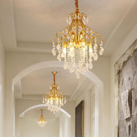 3/6 Heads Crystal Chandelier Lighting Modernist Style Ceiling Pendant Light in Black Gold - Rebooters