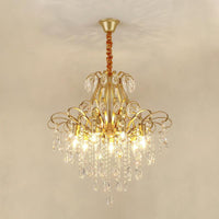 3/6 Heads Crystal Chandelier Lighting Modernist Style Ceiling Pendant Light in Black Gold - Rebooters