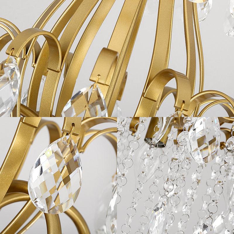 3/6 Heads Crystal Chandelier Lighting Modernist Style Ceiling Pendant Light in Black Gold - Rebooters