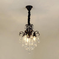3/6 Heads Crystal Chandelier Lighting Modernist Style Ceiling Pendant Light in Black Gold - Rebooters