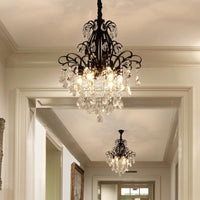 3/6 Heads Crystal Chandelier Lighting Modernist Style Ceiling Pendant Light in Black Gold - Rebooters