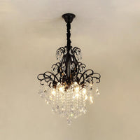 3/6 Heads Crystal Chandelier Lighting Modernist Style Ceiling Pendant Light in Black Gold - Rebooters