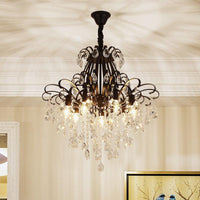 3/6 Heads Crystal Chandelier Lighting Modernist Style Ceiling Pendant Light in Black Gold - Rebooters