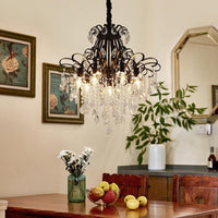 3/6 Heads Crystal Chandelier Lighting Modernist Style Ceiling Pendant Light in Black Gold - Rebooters